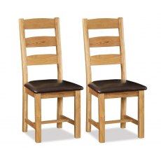 Abingdon Slatted Dining Chair With PU Leather Seat (Set Of 2) Abingdon Slatted Dining Chair With PU Leather Seat (Set Of 2)