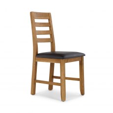 Chiltern Slatted Dining Chair - Brown Leather Look (Set Of 2) Chiltern Slatted Dining Chair - Brown Leather Look (Set Of 2)