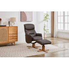 Felicia Swivel Recliner + FREE Footstool In Brown Felicia Swivel Recliner + FREE Footstool In Brown