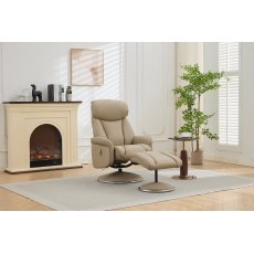 Balvaro Swivel Recliner + FREE Footstool In Pebble Leather Balvaro Swivel Recliner + FREE Footstool In Pebble Leather