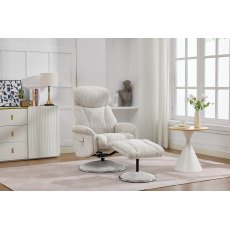 Balvaro Swivel Recliner + FREE Footstool In Natural Fabric Balvaro Swivel Recliner + FREE Footstool In Natural Fabric