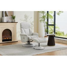 Balvaro Swivel Recliner + FREE Footstool In Silver Fabric Balvaro Swivel Recliner + FREE Footstool In Silver Fabric