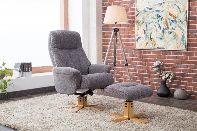 Bath Recliner Chair + Free Footstool in Lisbon Grey Fabric