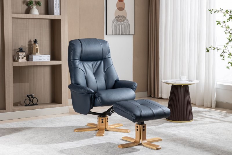 Bath Recliner Chair + Free Footstool in Navy