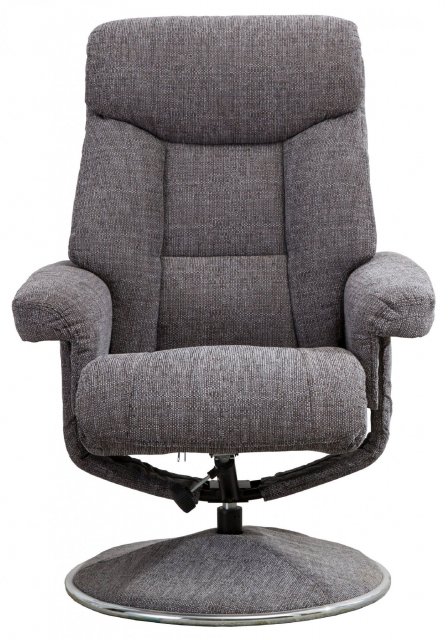 Morgan Swivel Recliner with Free Footstool in Lisbon Grey Fabric