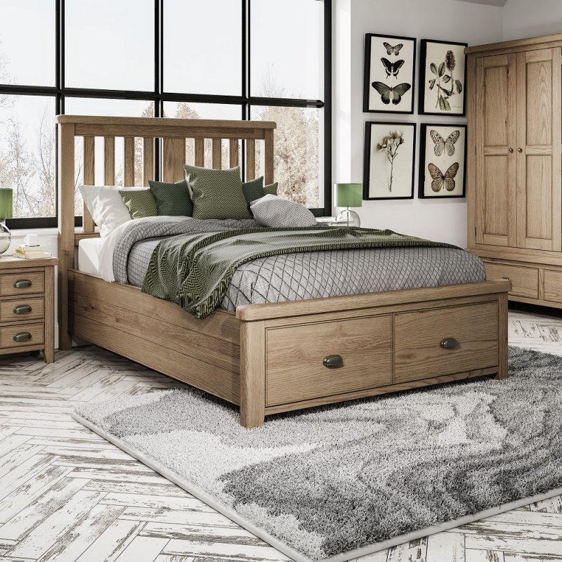 Selkirk Bedframe With Wooden Headboard And 2 Drawer Footboard