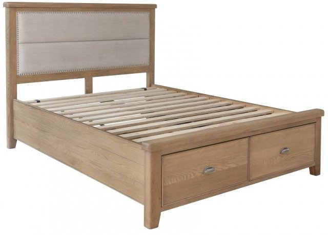 Selkirk Bedstead With Fabric Headboard And 2 Drawer Footend