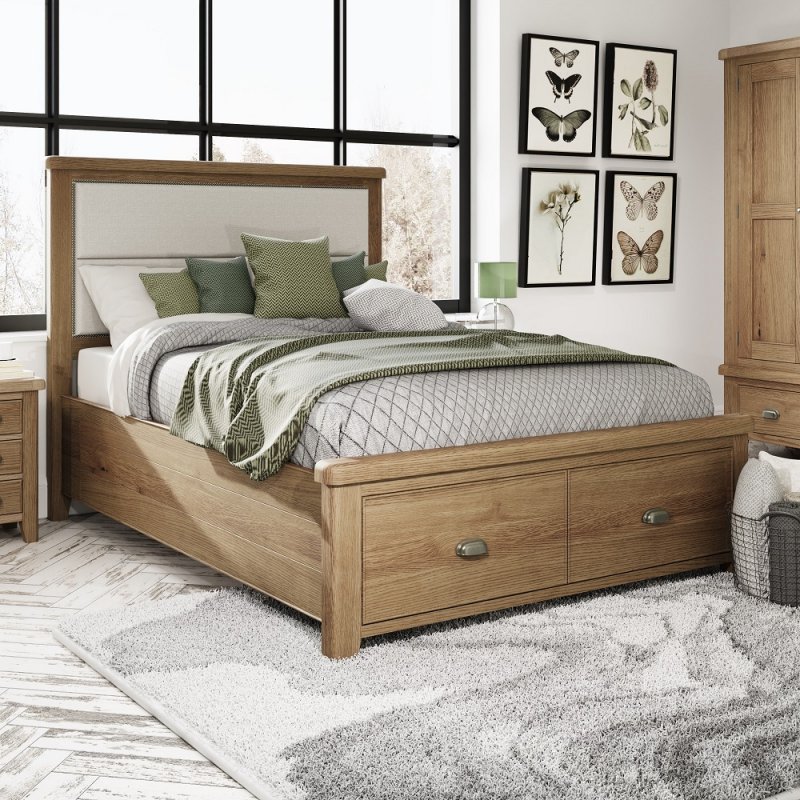 Selkirk Bedframe With Fabric Headboard And 2 Drawer Footend
