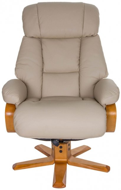 Penrith Swivel Recliner Free Footstool in Ivory Leather Match