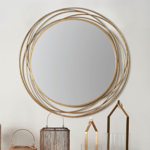 Antique Metal Swirl Round Wall Mirror