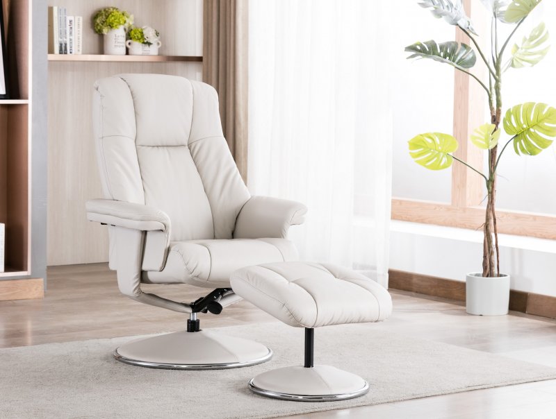 Franklin Swivel Recliner + Footstool In Mushroom