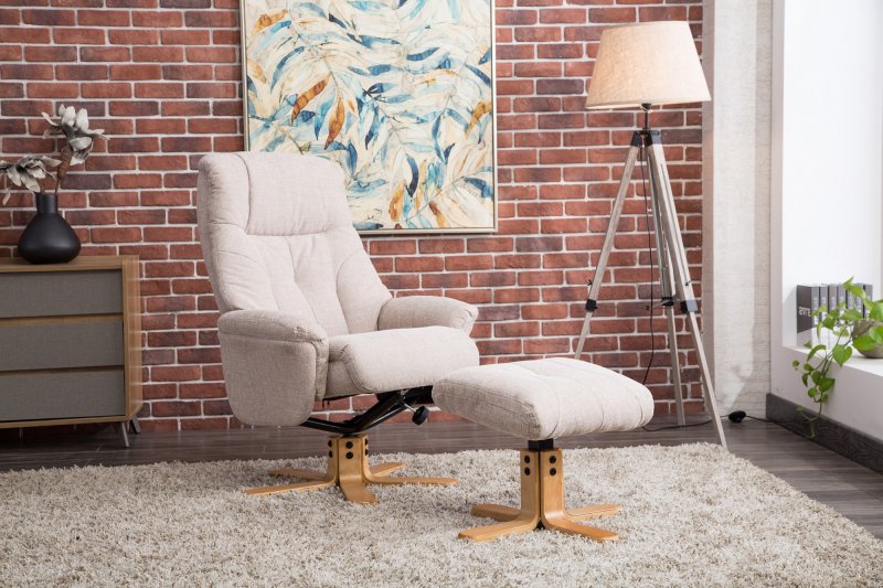 Bath Recliner Chair + Free Footstool In Lisbon Wheat Fabric