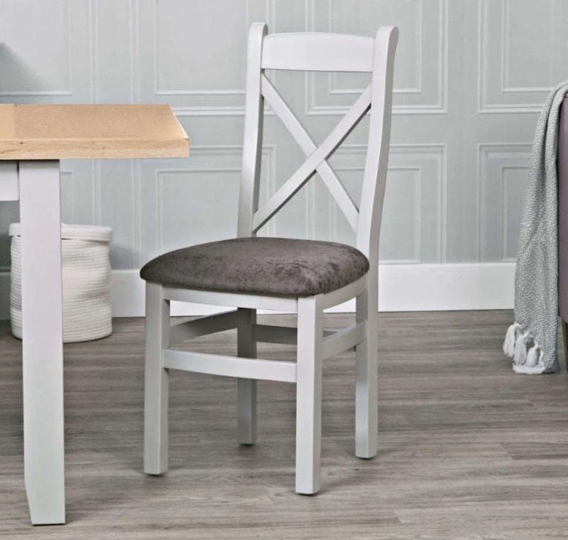 Fenton Cross Back Dining Chair With Fabric Seat Set Of 2
