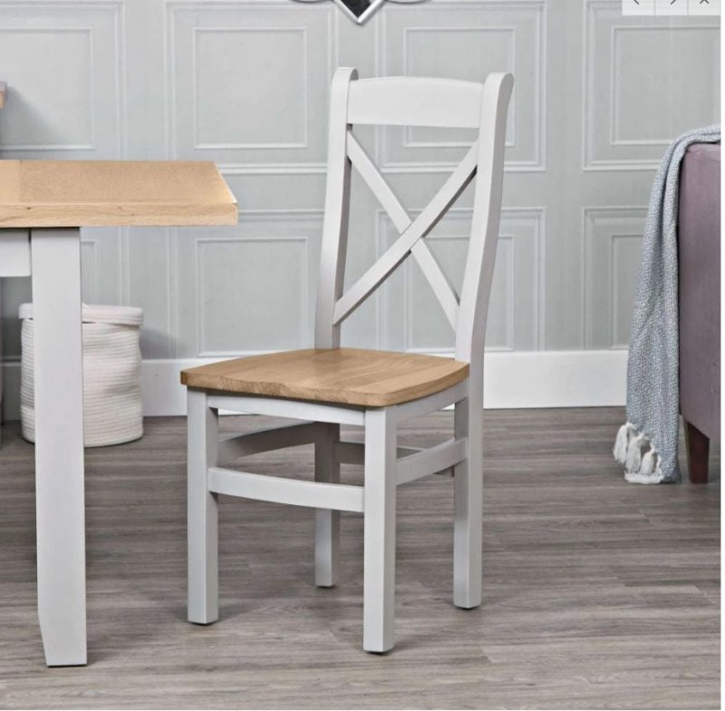 Fenton Cross Back Dining Chair With Wooden Seat Set Of 2