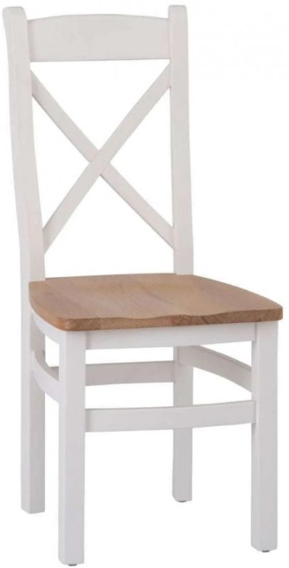 Fenton Cross Back Dining Chair With Wooden Seat Set Of 2