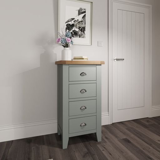 Chesham 4 Drawer Narrow Chest Grey