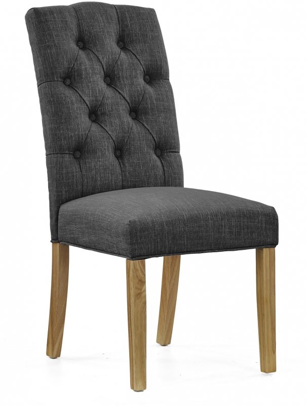 Harcourt Button Back Upholstered Dining Chair In Charcoal