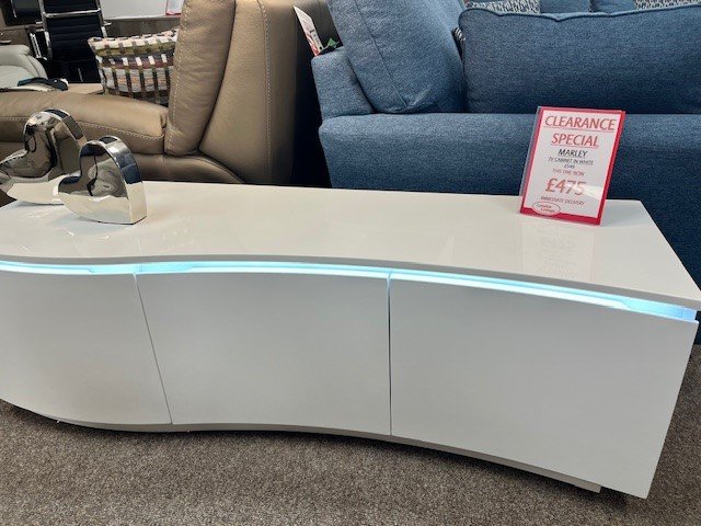 Marley TV Unit With LED Lights In White Gloss