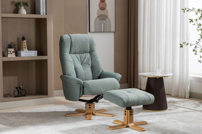 Bath Recliner Chair + Free Footstool in Lisbon Teal Fabric