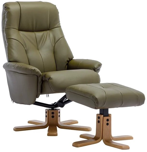 Bath Recliner Chair + Free Footstool In Olive Green
