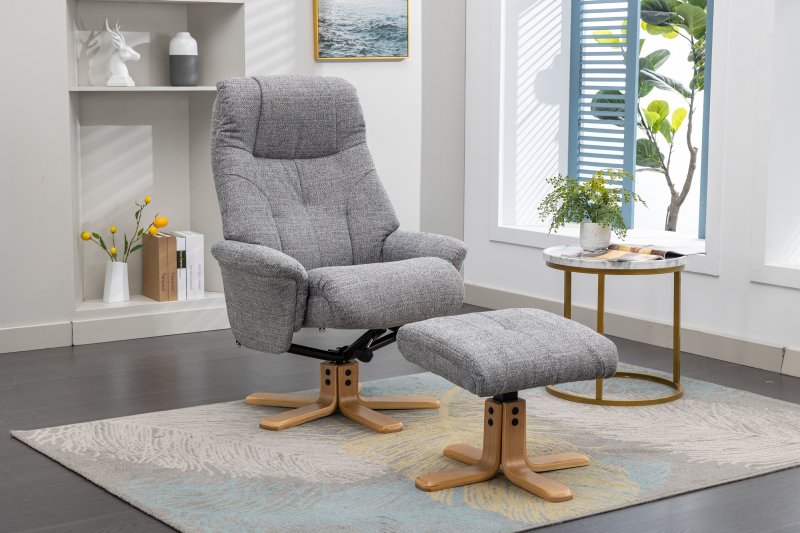 Bath Recliner Chair + Free Footstool In Lisbon Rock Fabric