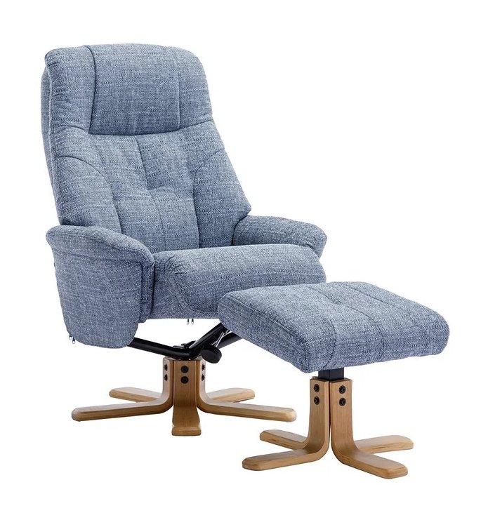 Bath Recliner Chair + Free Footstool In Lisbon Marine Fabric