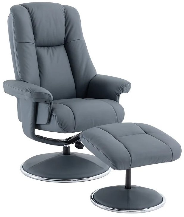 Franklin Swivel Recliner + Footstool In Petrol Blue