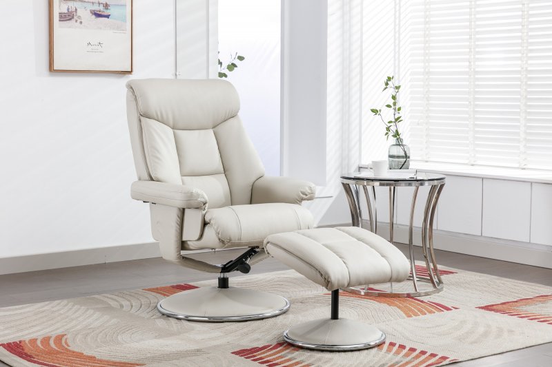 Morgan Swivel Recliner With Free Footstool In Mushroom