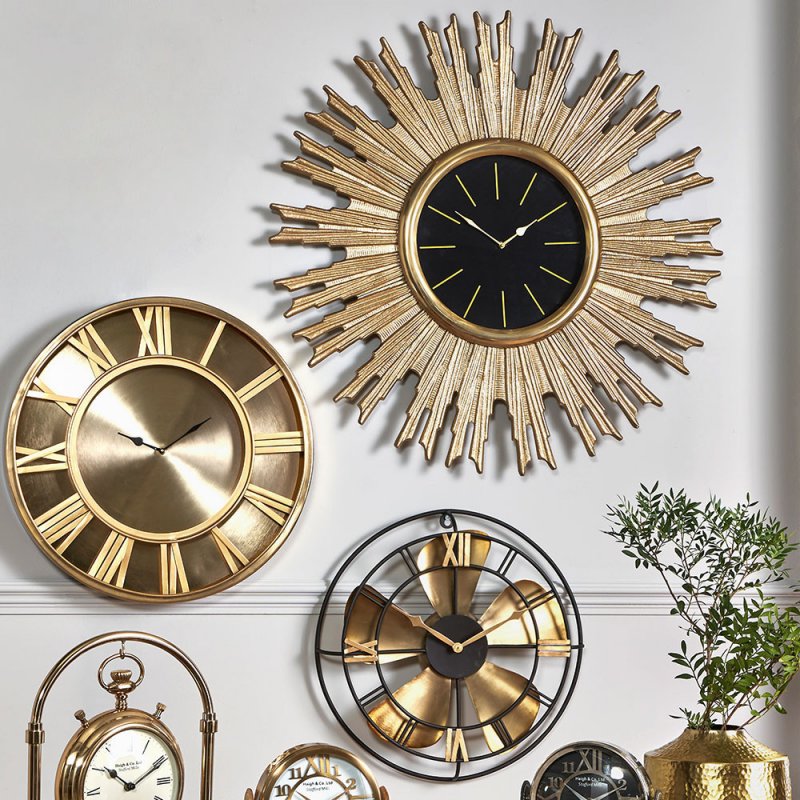 Luna Gold Starburst Wall Clock