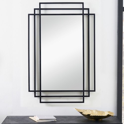 Black Metal Rectangular Wall Mirror