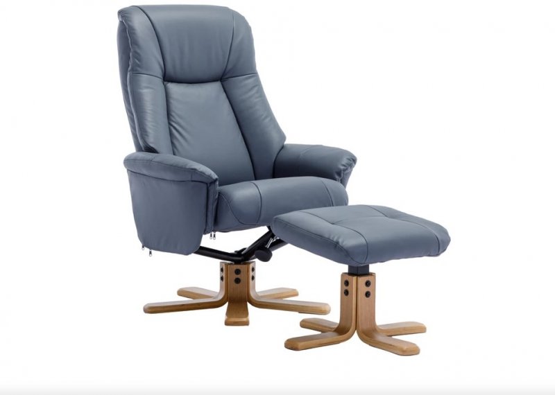 Luna Swivel Recliner + Free Footstool in Petrol Blue