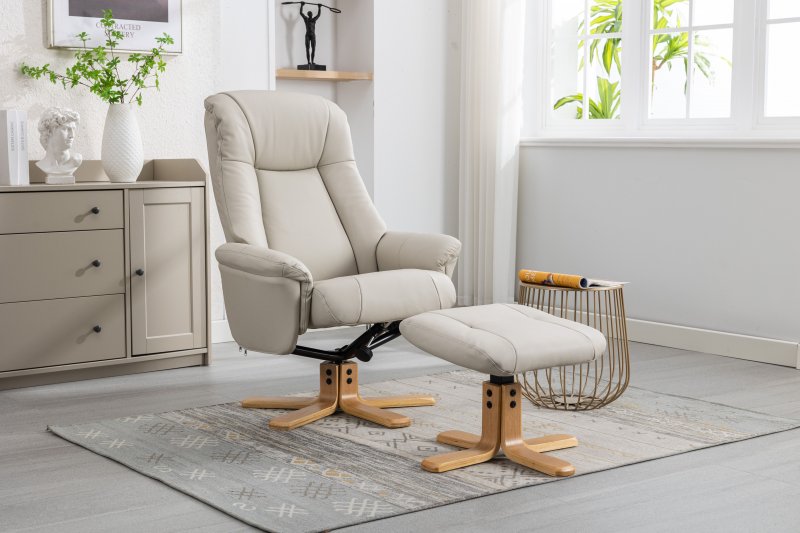 Luna Swivel Recliner + Free Footstool In Mushroom