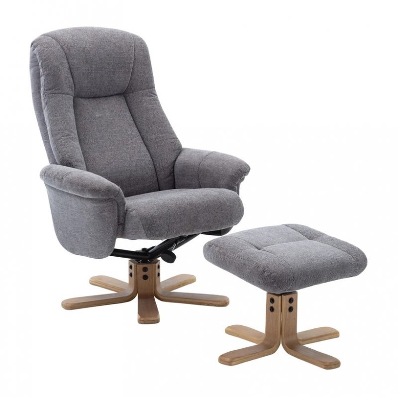 Luna Swivel Recliner + Free Footstool In Lille Charcoal
