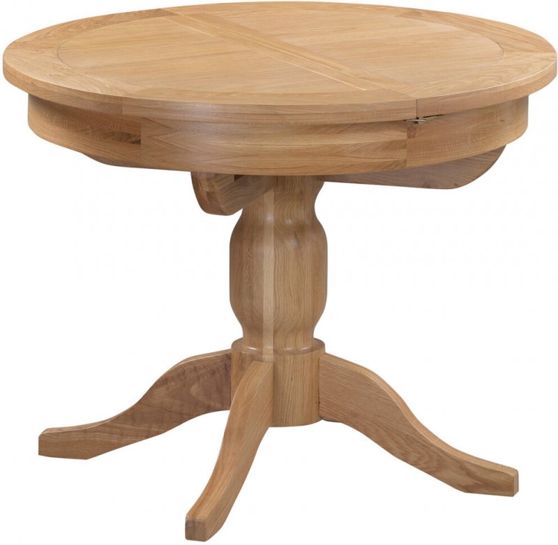 Budleigh Light Oak Round Extending Pedestal Table