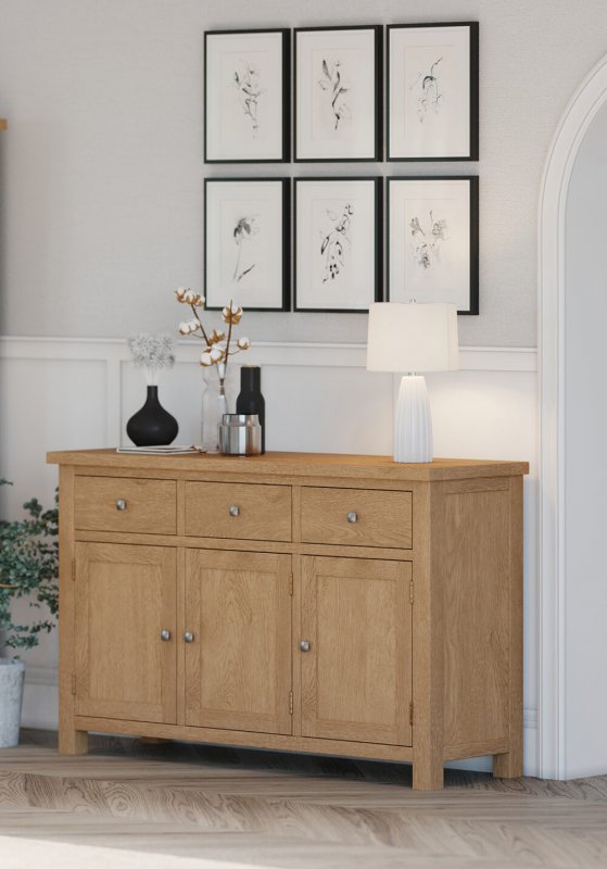 Budleigh Light Oak 3 Door Sideboard