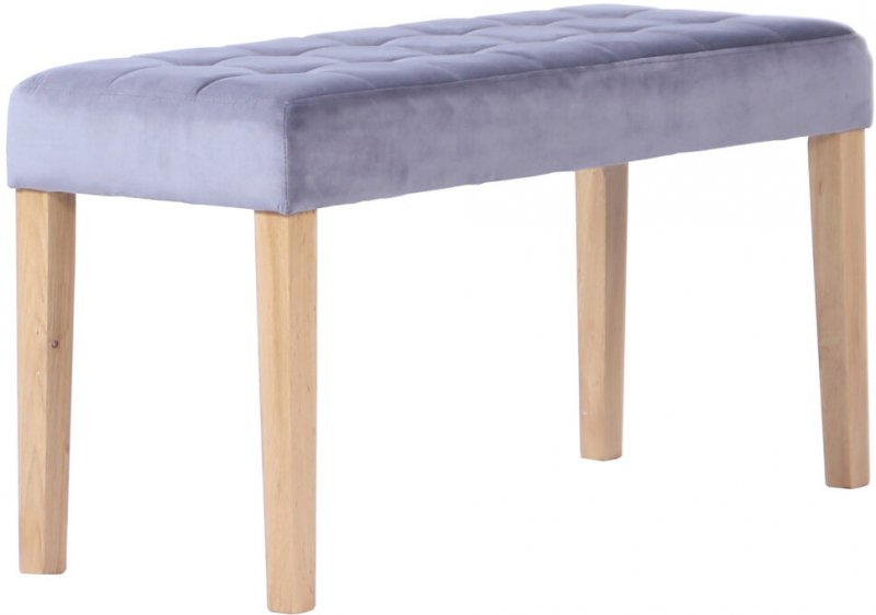 Budleigh Light Oak Small Velvet Dining Bench (90cm)