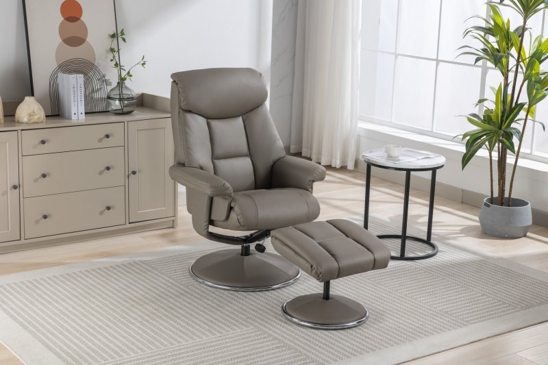 Morgan Swivel Recliner With Free Footstool In Grey