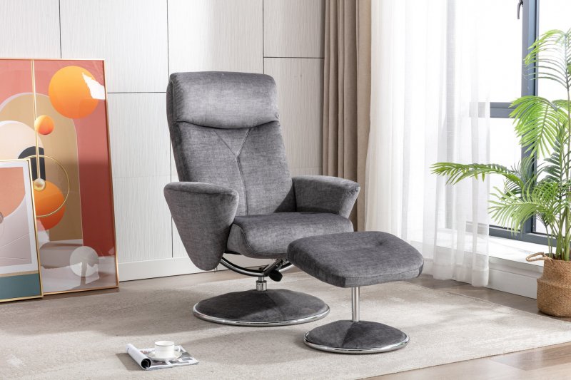 Sophia Swivel Recliner + Free Footstool In Graphite