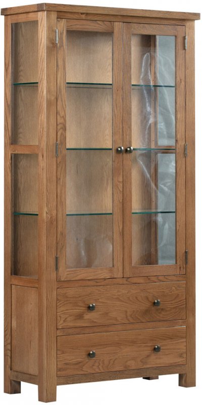 Budleigh Rustic Display Cabinet With Glass Doors