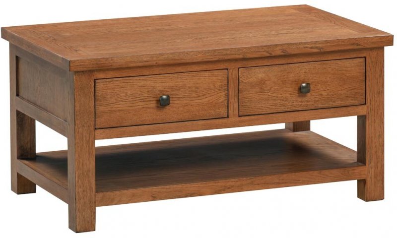 Budleigh Rustic Coffee Table With 2 Drawers