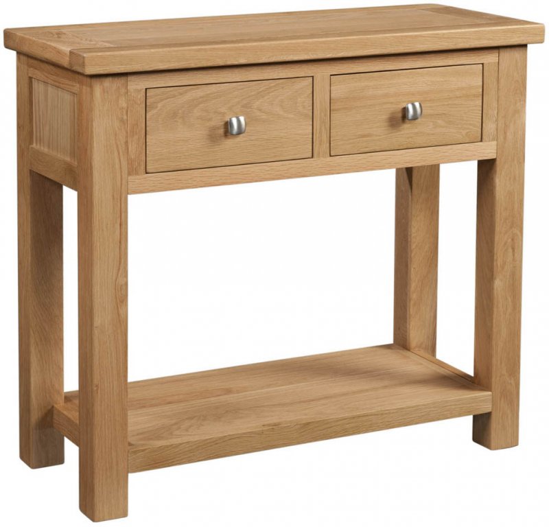 Budleigh Light Oak Console Table With 2 Drawers