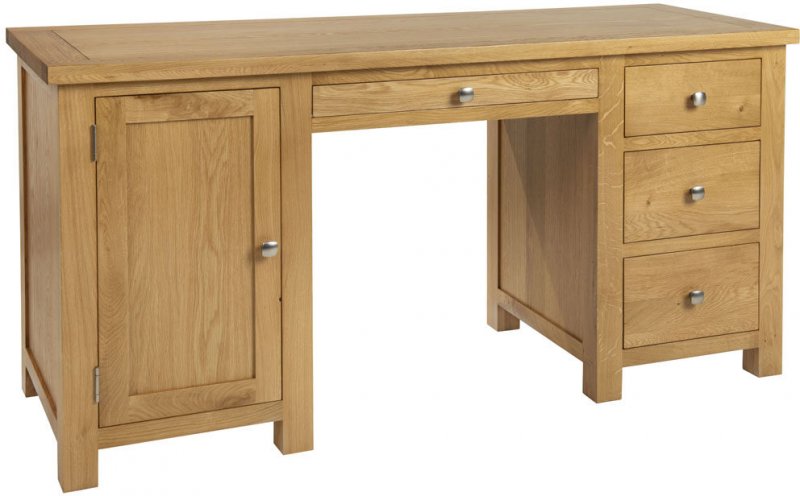 Budleigh Light Oak Double Pedestal Desk