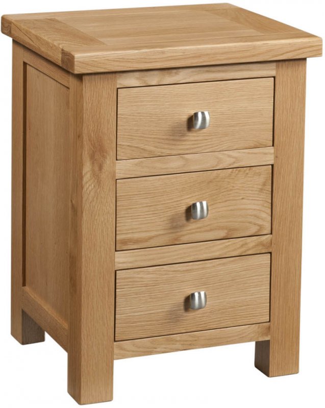 Budleigh Light Oak 3 Drawer Bedside Chest