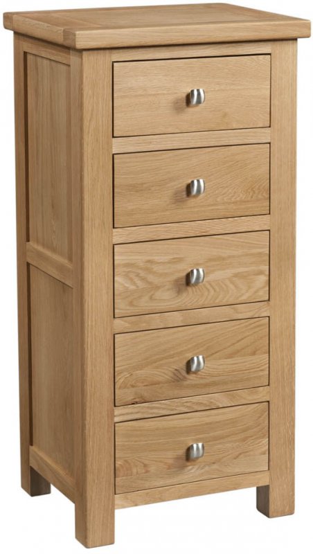 Budleigh Light Oak 5 Drawer Tall Chest