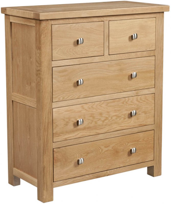 Budleigh Light Oak 2 Over 3 Drawer Chest