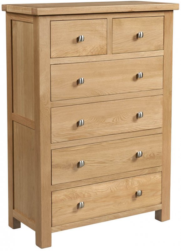 Budleigh Light Oak 2 Over 4 Drawer Chest