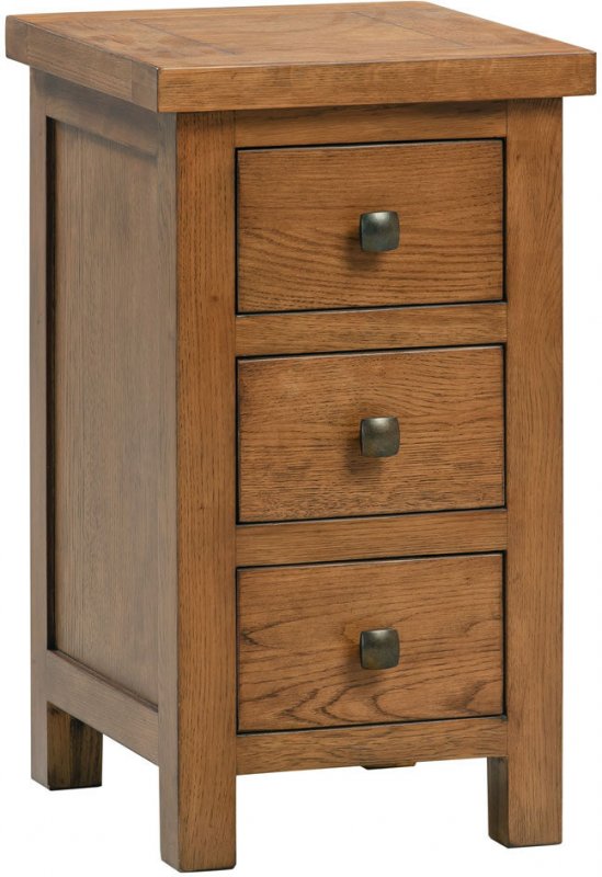 Budleigh Rustic Compact 3 Drawer Bedside Chest