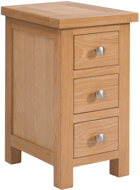 Budleigh Light Oak Compact 3 Drawer Bedside Chest