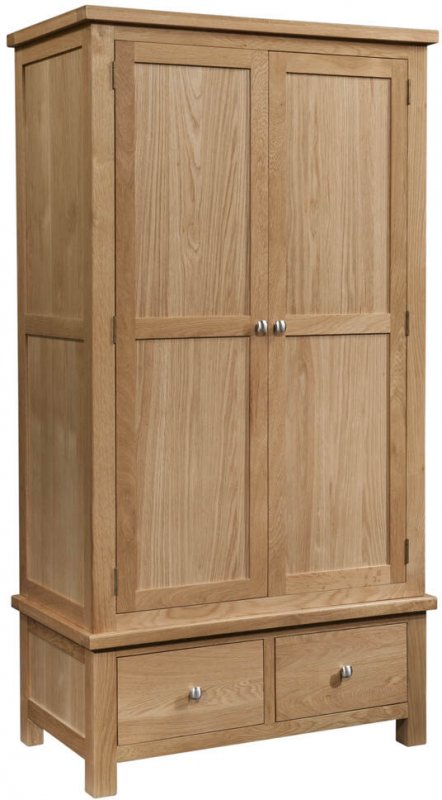 Budleigh Light Oak Gents Wardrobe With 2 Drawers