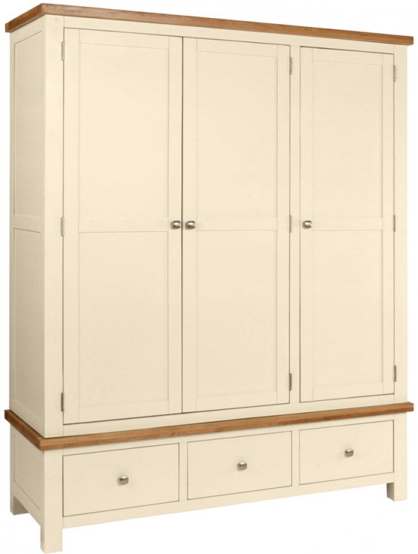 Budleigh Painted Triple Wardrobe With 3 Drawers